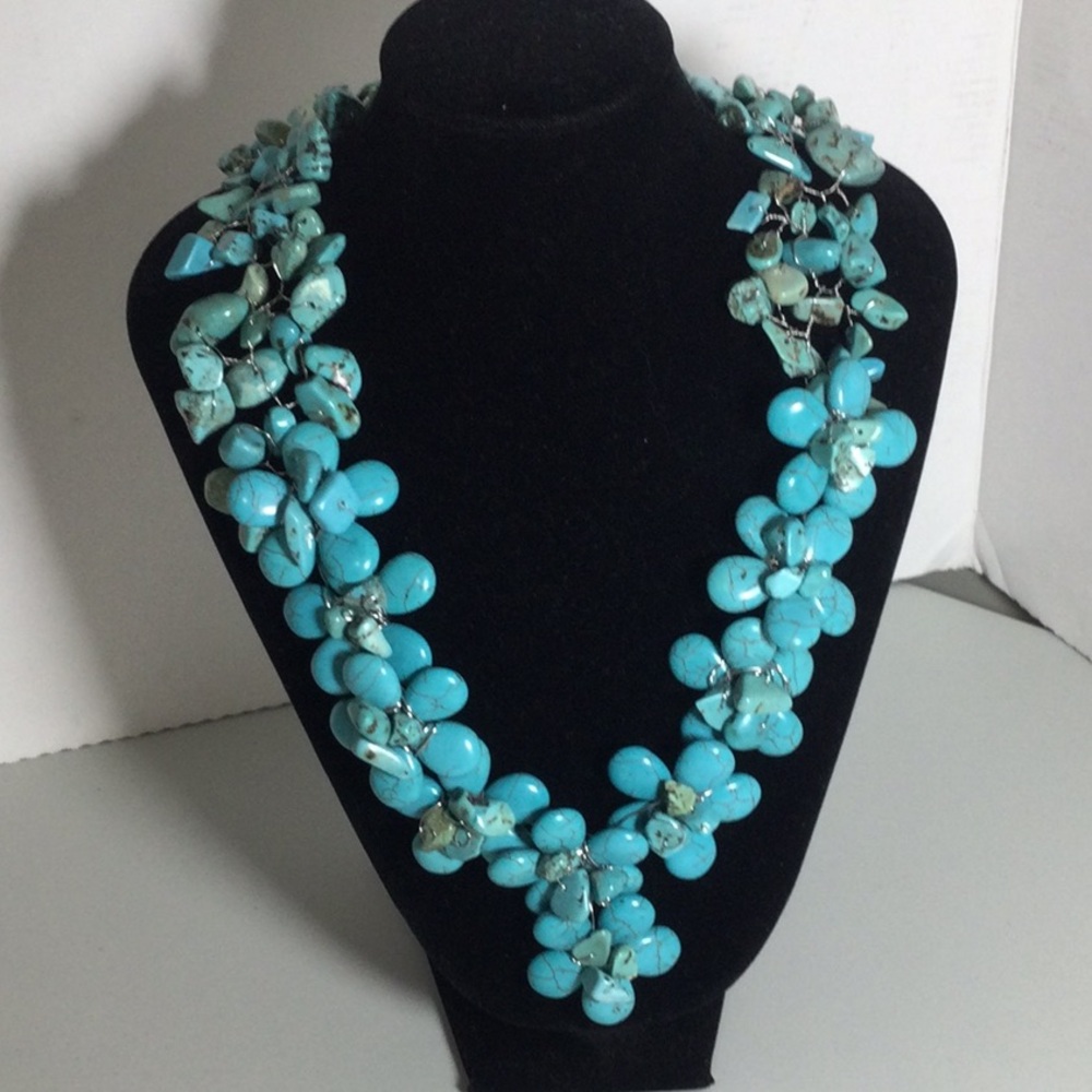 Turquoise Beaded Statement Necklace - Women Jewelry